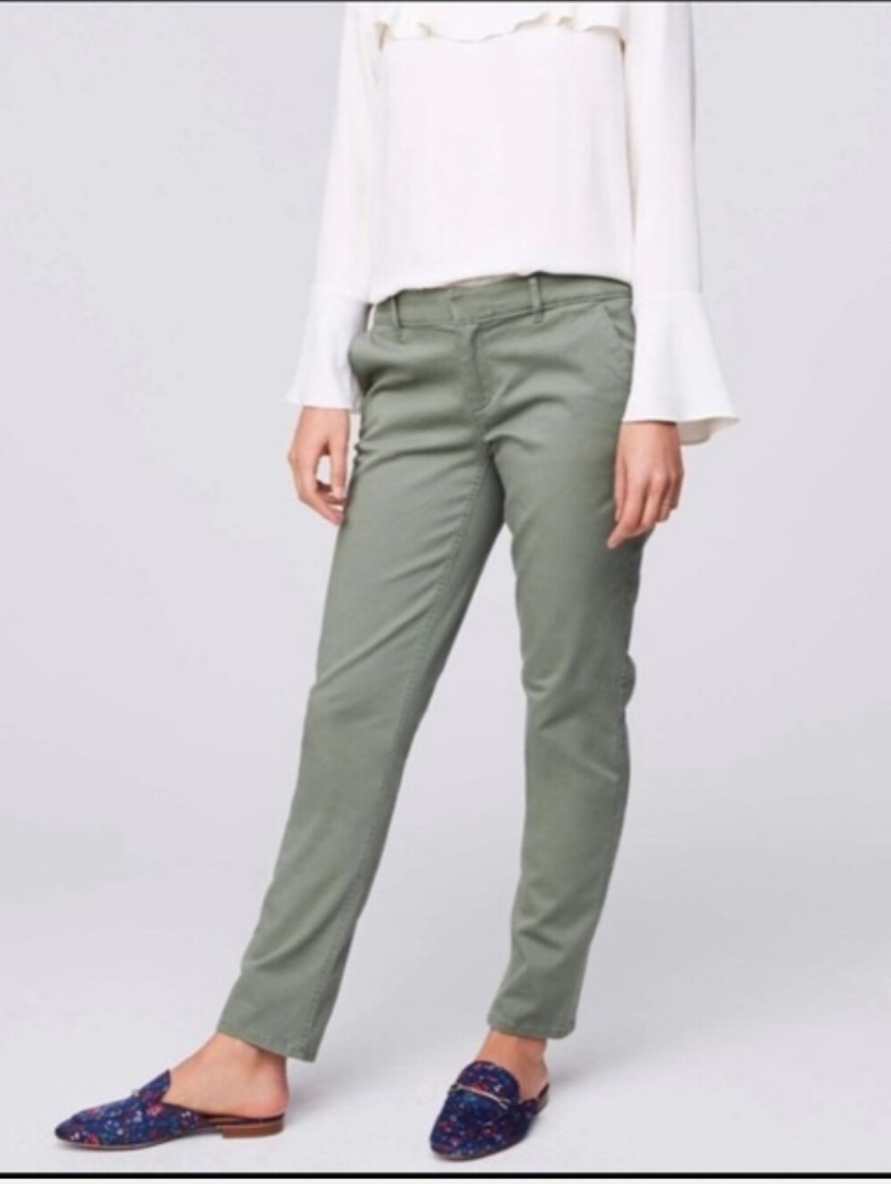 Loft Green Girlfriend Chino Work Pants, Sz 4